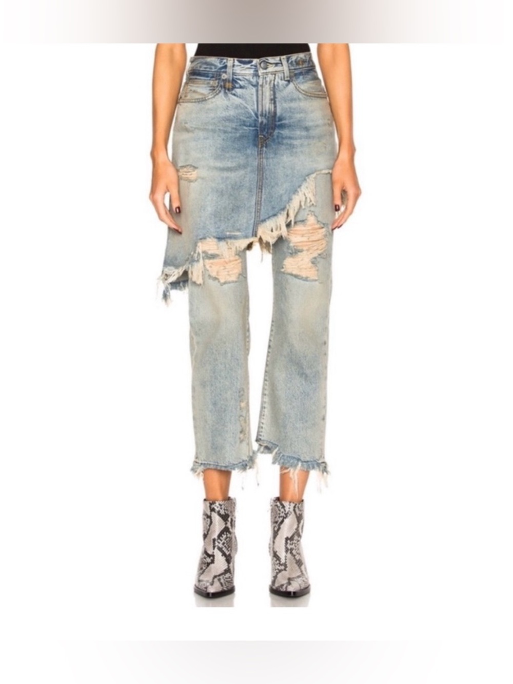 R13 Light Blue Distressed Cropped Ankle Jeans - Picture 4 of 14
